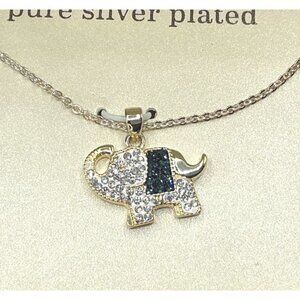 Sparkle Allure Pure Silver Plated Elephant Pendant Crystal Necklace 18"